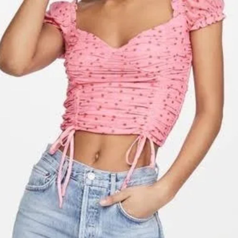 tigermist pink crop top with pink flowers